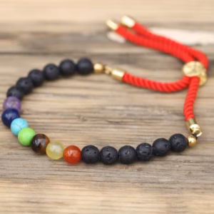 18K Gold Plated Gemstone Royal String Bracelet - Lava Stone Chakra