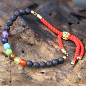 18K Gold Plated Gemstone Royal String Bracelet - Lava Stone Chakra