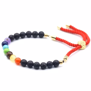 18K Vergoldetes Edelstein - Schnurarmband - Lavastein Chakra