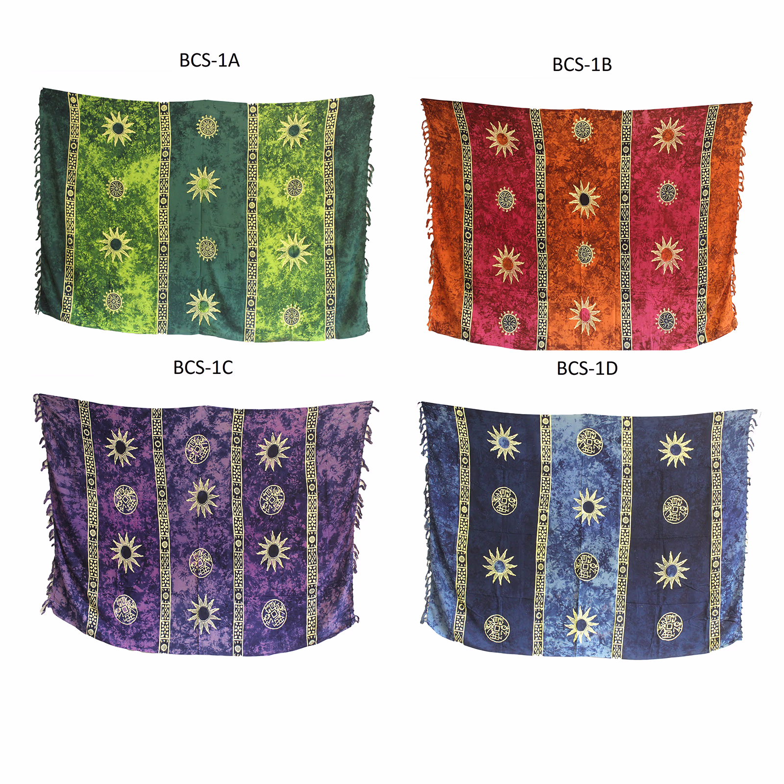 1x Bali Celtic Sarongs - Sun Symbols (4 Assorted Colours) 1 1X Bali Celtic Sarongs - Sun Symbols (4 Assorted Colours)