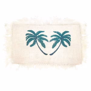 Funda de Cojín de Lino 30x50 Palmera con Flecos