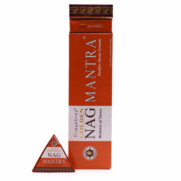 Jumbo Golden Nag - Mantra Backflow Rökelsekoner - 42g