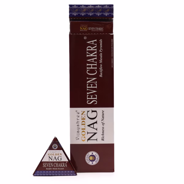 Jumbo Golden Nag - Seven Chakra Achterwaartse Wierookkegels - 42g