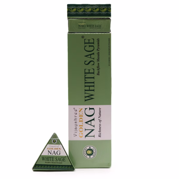 Jumbo Golden Nag - Vit Salvia Backflow Rökelsekoner - 42g