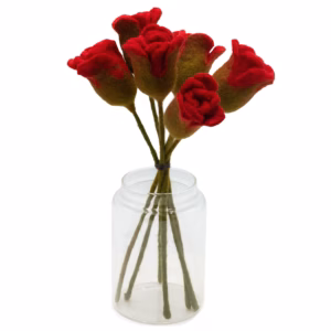 6x Filtblomster - Røde Roser