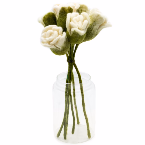 Filtblommor - Vita Rosor