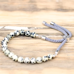 Pulsera de Hilo de Carbón - Dalmation Jasper
