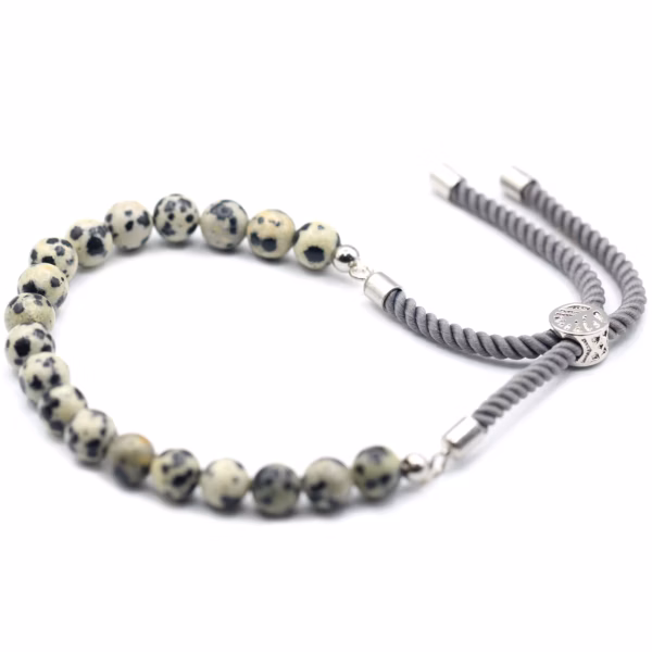 Pulsera de Hilo de Carbón - Dalmation Jasper