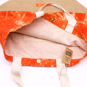 All Naturlig Taske - Orange Stonewash - Namaste Hand - Peace