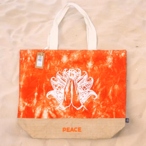 All Naturlig Taske - Orange Stonewash - Namaste Hand - Peace