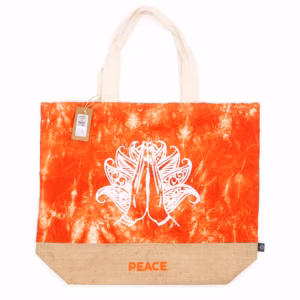 Ganz Natürliche Tasche - Orange Stonewash - Namaste Hand - Peace