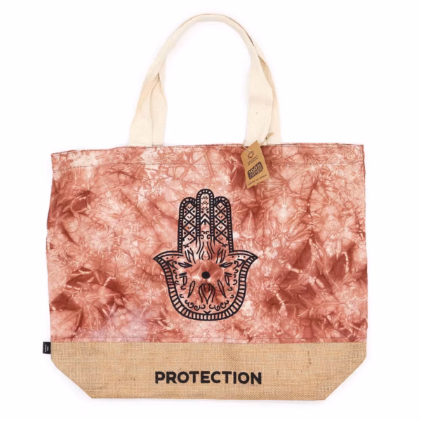 Ganz Natürliche Tasche - Terrakotta Stonewash - Hamsa - Schutz