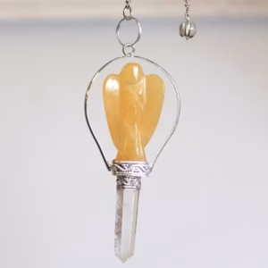 Péndulo de Ángel con Anillo de Cuarzo Amarillo