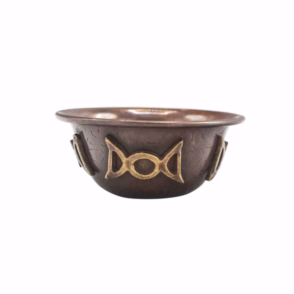 Ritualskål i Antik Kobber med Tredobbelt Måne 8x4cm