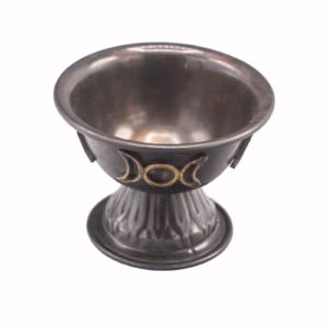 Calice Rituel en Cuivre Antique Triple Lune 10x8cm
