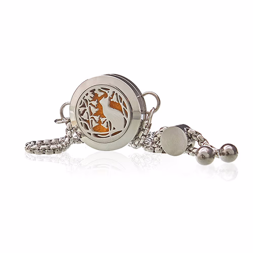 Aromadiffuser Armband - Kat en Bloemen - 20mm