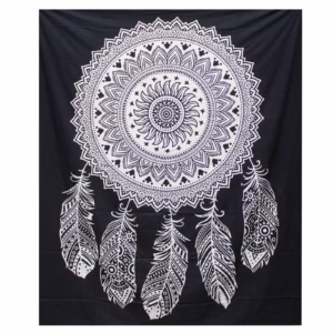 B&W Doppelte Tagesdecke aus Baumwolle / Wandbehang - Traumfänger