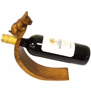 Porte Bouteilles en Bois de Suar Chat