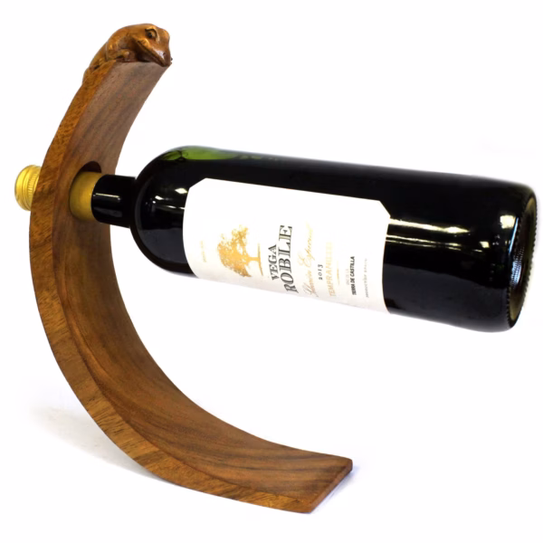 Porte Bouteilles en Bois de Suar Gecko