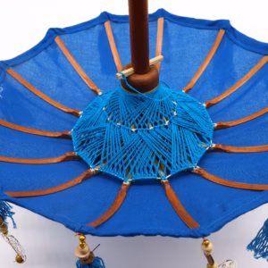 Sombrilla de Bali Decoracion de Hogar - Algodon - Azul - 40cm