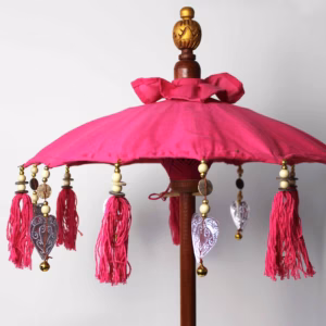 Bali Home Decor Parasoll - Bomull - Rosa - 40cm