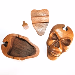Houten Puzzel Doos uit Bali - Schedel