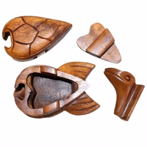 Houten Puzzel Doos uit Bali - Schildpad