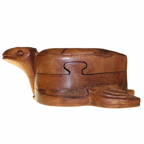 Houten Puzzel Doos uit Bali - Schildpad