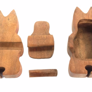 Houten Puzzel Doos uit Bali - Yoga Kat
