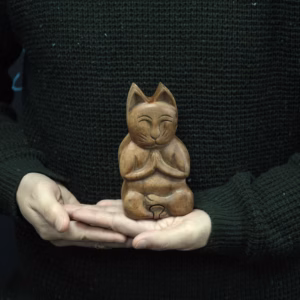 Houten Puzzel Doos uit Bali - Yoga Kat