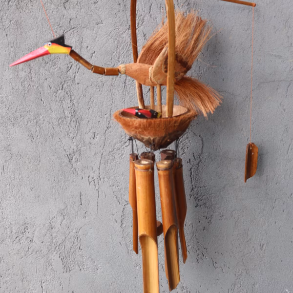 Bambuswindspiel - Mutter & Küken