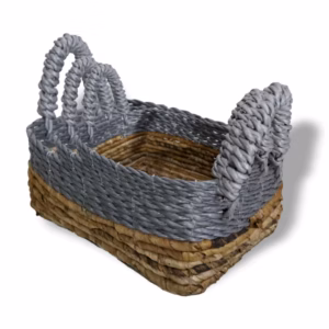 Firkantet Kurv med Bananblad og Abu - Abu - Raffia - Sett med 3 Stk.