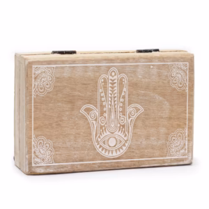 Rechthoekige Doos - Hamsa Witgewassen - Groot