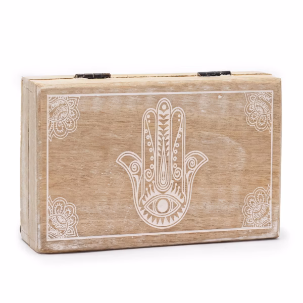 Rechteckige Box - Hamsa - Weißwash - Groß