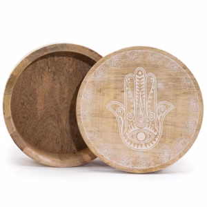 Caja Redonda Grande - Hamsa Blanco