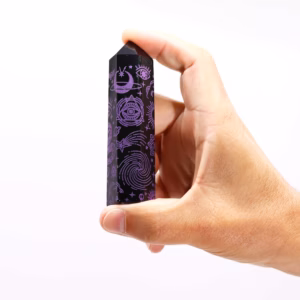 Zwarte Obsidiaan Punten - Ca. 60 - 70g 9cm - Dieppaars