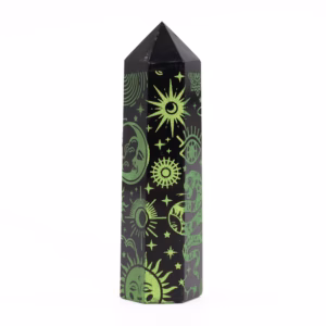 Svart Obsidian Spiss (ca. 60 - 70g 9cm) - Mystic Story - Forest Grønn