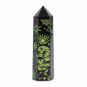 Svart Obsidian Spiss (ca. 60 - 70g 9cm) - Mystic Story - Forest Grønn