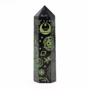 Svart Obsidian Spiss (ca. 60 - 70g 9cm) - Mystic Story - Forest Grønn