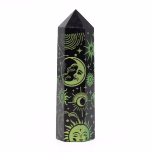 Svart Obsidian Spiss (ca. 60 - 70g 9cm) - Mystic Story - Forest Grønn