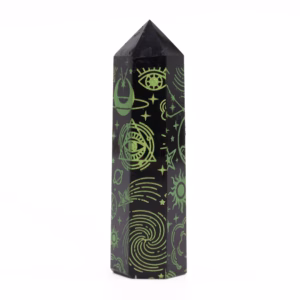 Svart Obsidian Spiss (ca. 60 - 70g 9cm) - Mystic Story - Forest Grønn