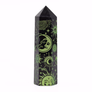 Svart Obsidian Spiss (ca. 60 - 70g 9cm) - Mystic Story - Forest Grønn