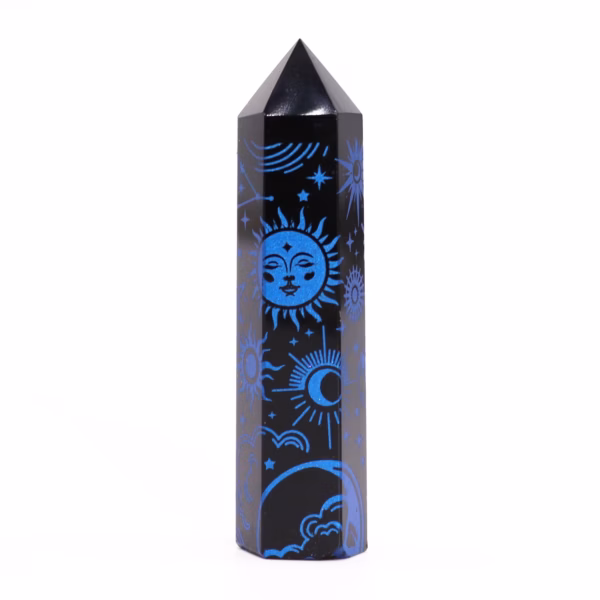 Puntas de Obsidiana Negra (Aprox 60 - 70 Gm 9cm) - Azul Medianoche