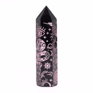 Svart Obsidian Spiss (ca. 60 - 70g 9cm) - Mystic Story - Rose Rosa