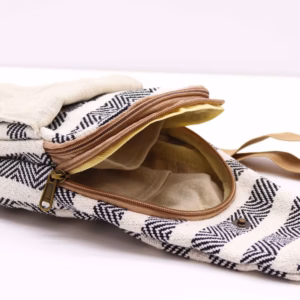 Body Cross Bag Natural Cotton - Black & White