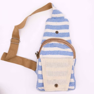 Body Cross Tas Natuurlijk Katoen - Blauw & Wit