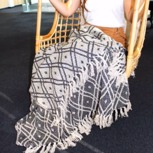 Boho BekvämtÖverkast - Svart & Beige Regentskap - 125x150cm
