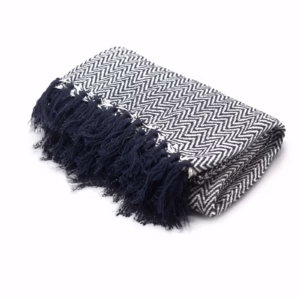 Boho Comfort Plaid - Navy Zigzag