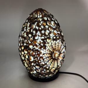 Lampe Coquillage Boho - Ovale Torsadé Chocolat - 20cm