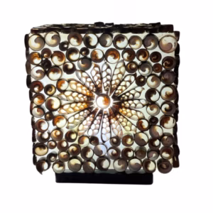 Lampe Coquillage Boho - Carré Torsadé Chocolat - 15cm